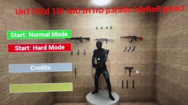 Title screen with Normal Mode, Hard Mode and Credits